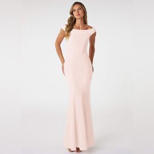 AZAZIE NICOLINA Stretch
Blushing Pink Mermaid Square Neckline‎ Crepe Dress nwt